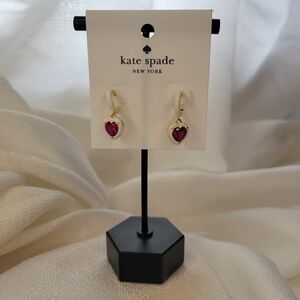 Kate Spade Gold and Pink Heart Earrings
